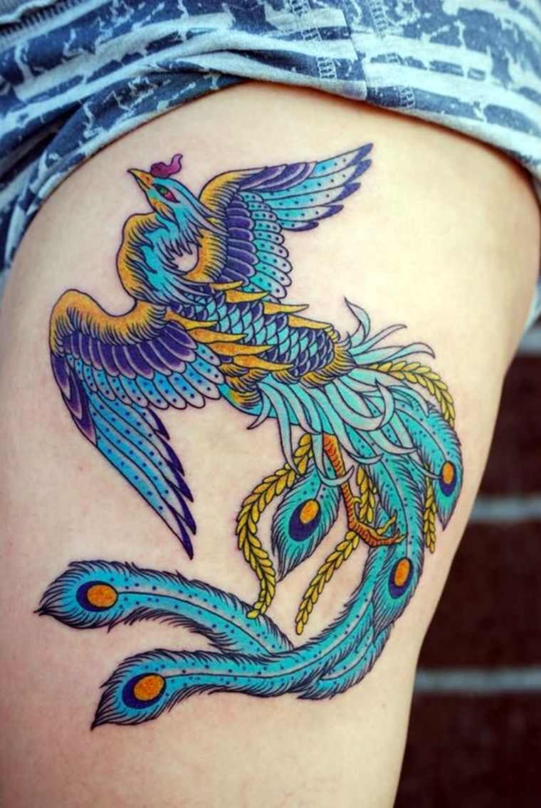 Japonų tatuiruotė feniksas-ranka-moteris-vyras-simboliai