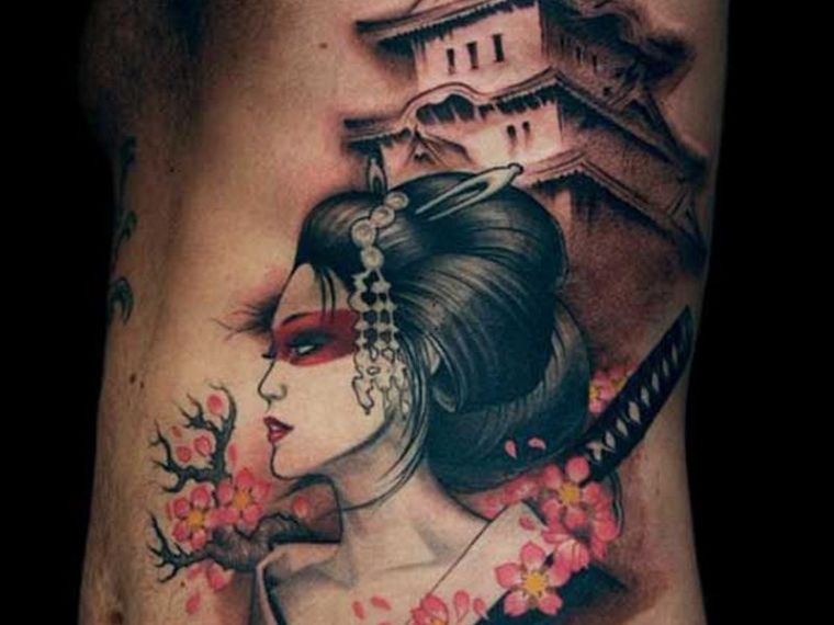 vyšnių žiedų tatuiruotės-japonų žmonos namai