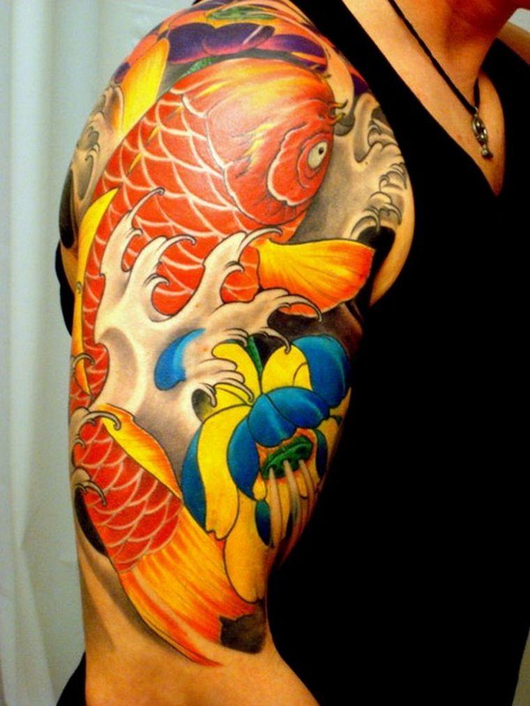 tatuaggio-pesce rosso-koi-arm-idee