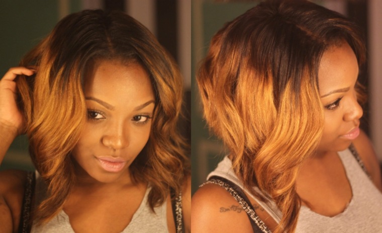taglio di capelli donna moderna primavera ombre arancione afro americano ridimensionato