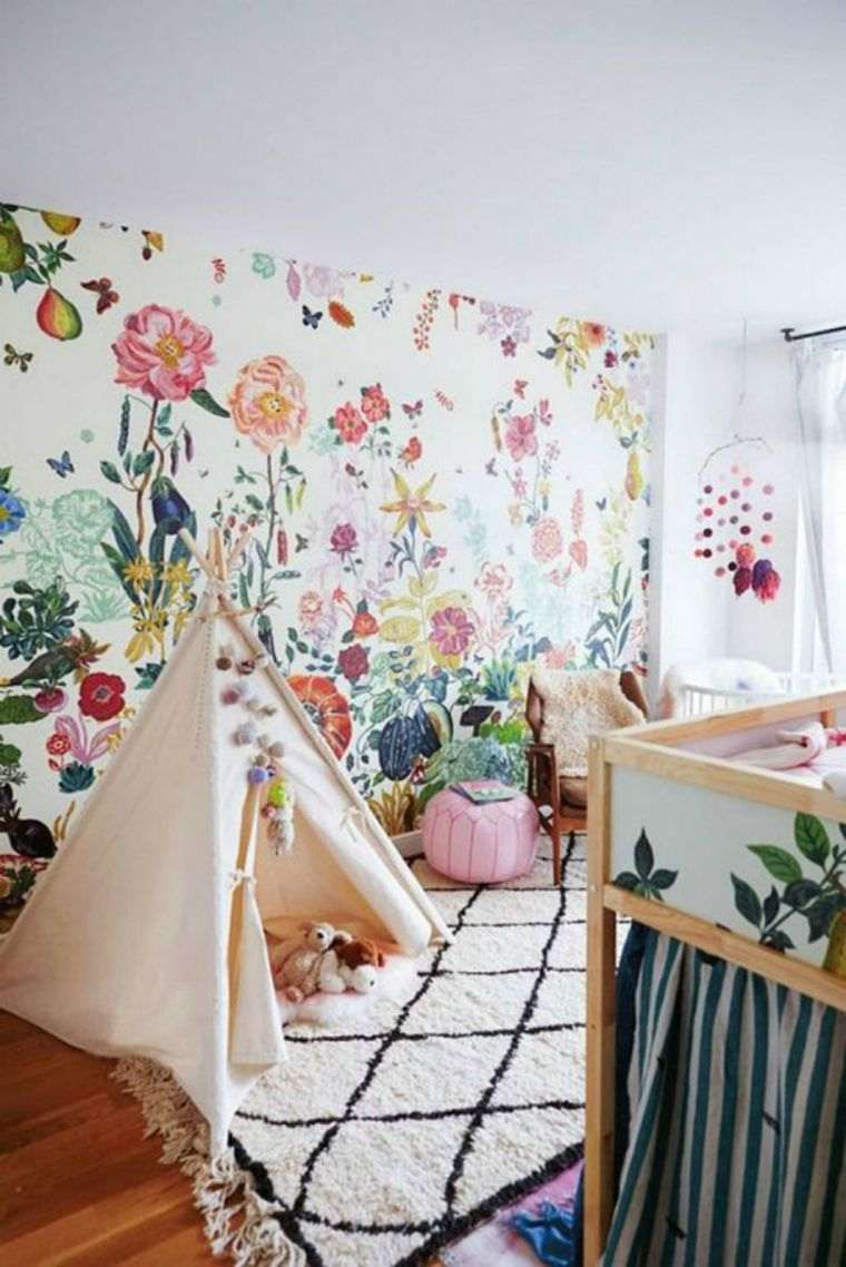 deco trend 2018 stampe-carta-da-carta-floreale-baby-room