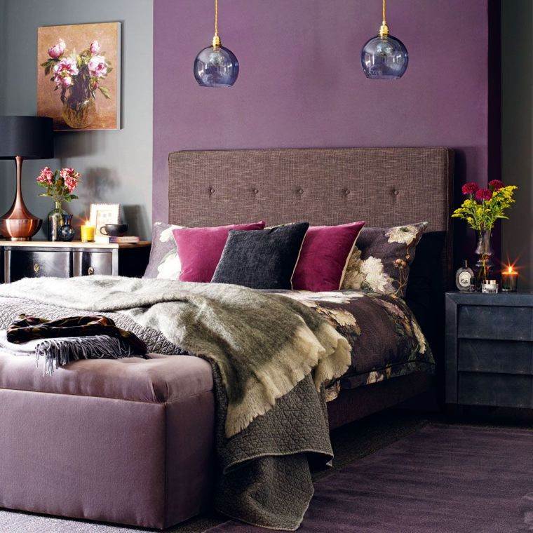 miegamojo dekoras violetine spalva