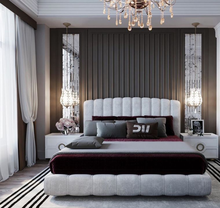 spavaća soba sa sivim dekorom