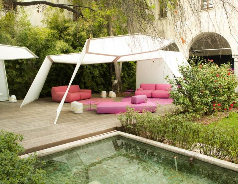 vanjski vrt šator terasa ideja kauč vanjsko uređenje okoliša