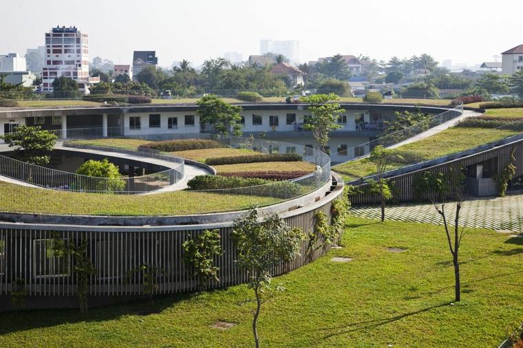 žalio stogo dizainas žalia erdvė