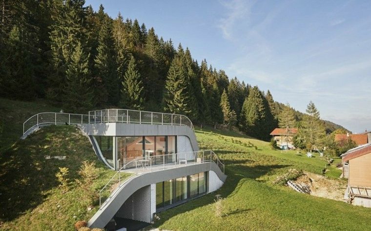 Nuotrauka žalio stogo namas modernus dizainas