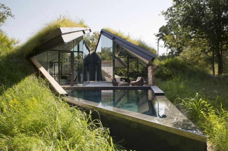žalio stogo išorinio namo dizainas