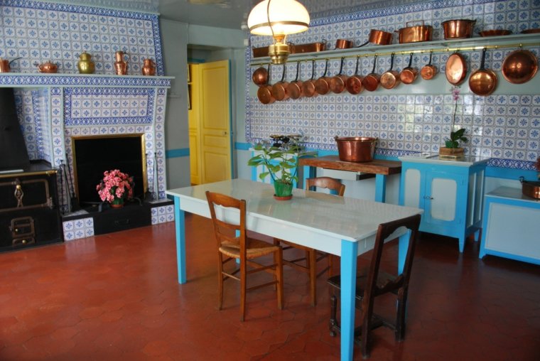 senos terakotos plytelės virtuvės grindų plytelės ispanų kolonijinio stiliaus