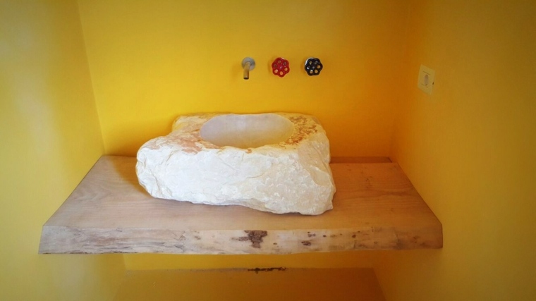 lavabo da bagno di design piano di lavoro in legno in pietra naturale