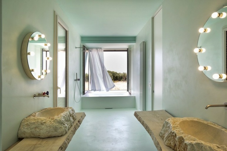 design lavabo da appoggio lavabo in pietra calcarea specchio rotondo idee di design