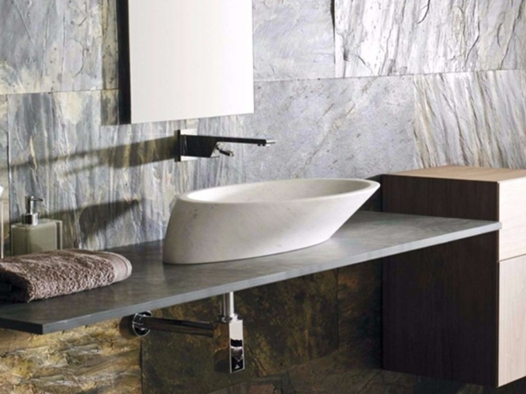 modern design fürdőszoba ötlet természetes kő mosdó munkalap