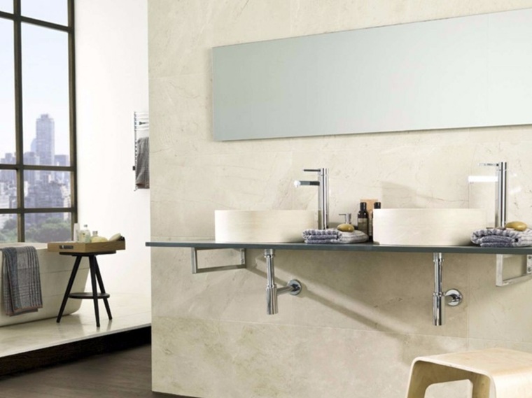design del controsoffitto dello specchio del bagno rettangolare del lavabo da appoggio in pietra naturale