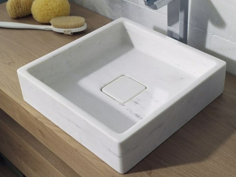 design moderno lavabo in marmo piano di lavoro in legno