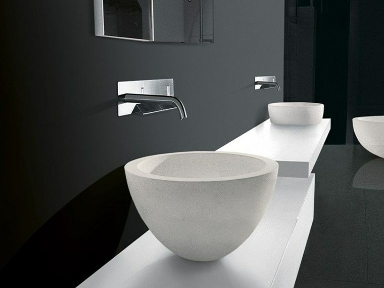 Modern fürdőszoba kialakítású kő mosdó