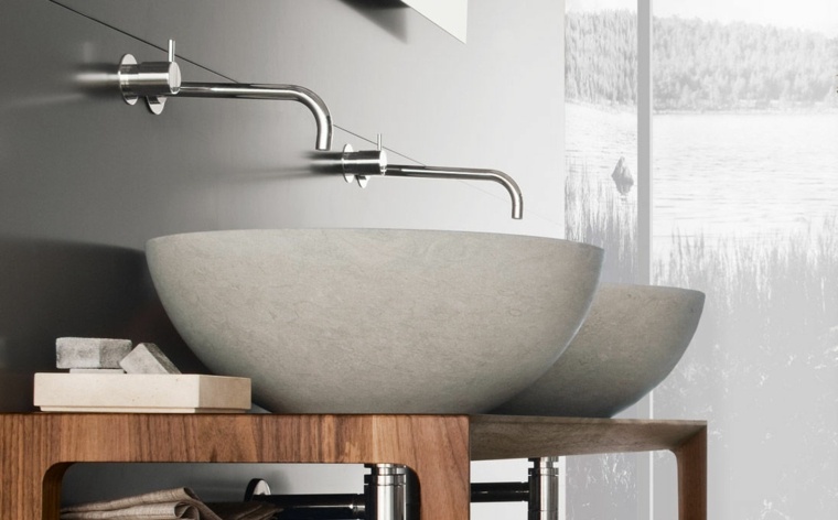 lavabo in legno bagno lavabo in pietra naturale design d'interni moderno