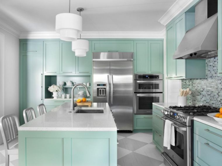 idee di colore verde per la decorazione della cucina