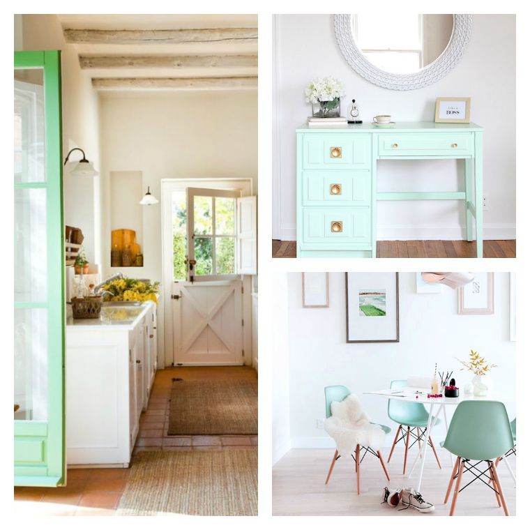 foto mobili contemporanei colori pastello verde vernice
